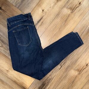Wax Jean Dark Blue Distressed Butt Lifting Skinny Jeans